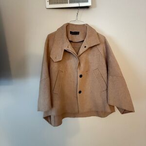 Zara Tan Cape with Relaxed Fit and Wide Lapel